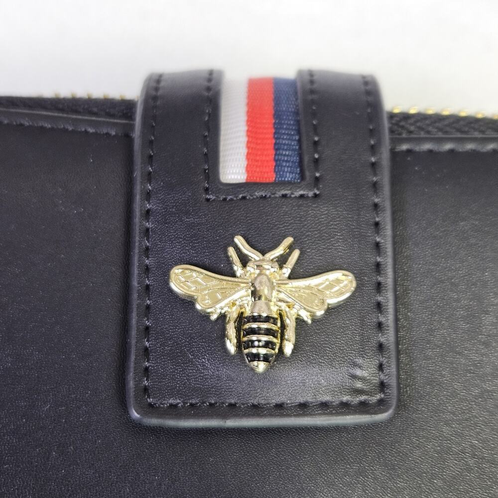 Women Bee Wallet Black Pomelo Best Gold Zip Around Wrist Strap Faux Leather RFID - Picture 5 of 16